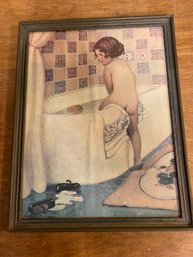 GIRL TAKING BATH SIGNED PRINT