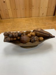 BASKET OF WOODEN FRUIT