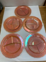 CARNIVAL GLASS DIVIDED PLATES