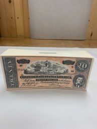 VINTAGE CONFEDERATE CURRENCY CERAMIC BANK