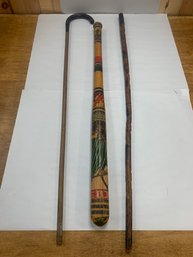 1920s WALKING STICK, EARLY CANE, HANDCARVED BAT