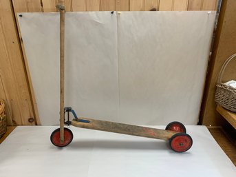 ANTIQUE CHILDRENS WOODEN PUSH SCOOTER
