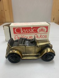 VINTAGE BRASS CAR BANK WITH ORIGINAL BOX