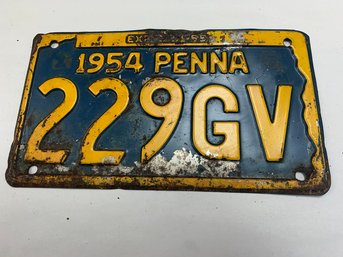 1954 PENNSYLVANIA LICENSE PLATE