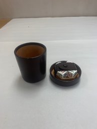 VINTAGE LEATHER POKER CUP AND DICE SET