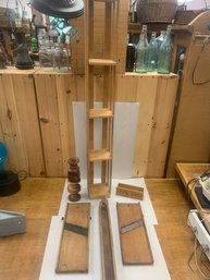 6 VINTAGE WOOD PIECE LOT