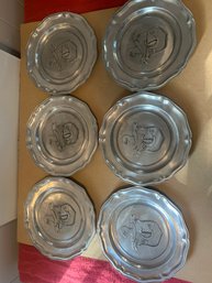 6 WILTON COLUMBIA PA. PEWTER PLATES
