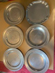 LOT OF 6 WILTON COLUMBIA PA. PEWTER PLATES