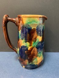 VINTAGE MAJOLICA ART POTTERY PITCHER  7'H