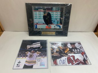 BOSTON BRUINS PHOTOS  2 ARE SIGNED AS SHOWN