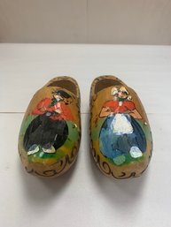 PAIR OF WOODEN SHOES FROM HOLLAND HAND PAINTED