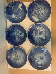 LOT OF 6 COPENHAGEN PORCELAIN PLATES 1975-1981