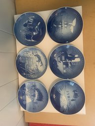 LOT OF 6 COPENHAGEN PORCELAIN PLATES 1969-1974