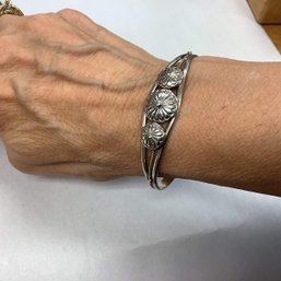 SOUTHWESTERN 'AL' SIGNED STERLING SILVER CUFF BRACELET VINTAGE