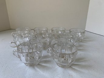 LOT OF 9   1930S FOSTORIA SUNRAY CLEAR PUNCH CUPS  2.25'H