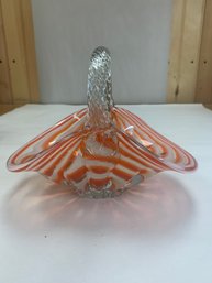 NICE ORANGE SWIRL GLASS BASKET