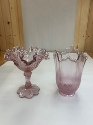 PAIR OF PINK GLASSWARE BEAUTIFUL