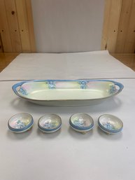 VINTAGE MARKED CELERY PLATE WITH SALTERS