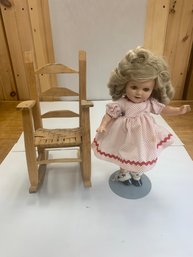 VINTAGE 1930S SHIRLEY TEMPLE DOLL MARKED AND DOLL ROCKER