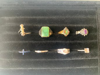 LOT OF 8 STERLING SILVER RINGS   34 GRAMS   SIZES 5-11