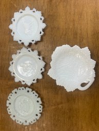 MCM MILK GLASS PLATES ETC.
