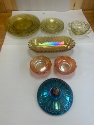 DEPRESSION GLASS WITH SOME CARNIVAL GLASS