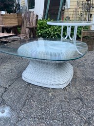 GLASS TOP WICKER TABLE