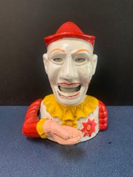 CAST IRON MECHANICAL COIN BANK  WORKS   7'H