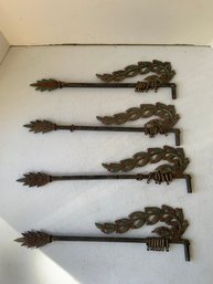 LOT OF 4 VICTORIAN METAL/CAST CURTAIN HOLDERS  15'W