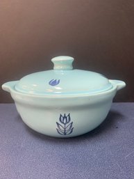 1950S CRONIN BLUE TULIP CASSEROLE COVERED DISH   #1
