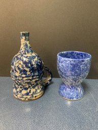 PAIR OF STONEWARE POTTERY PIECES