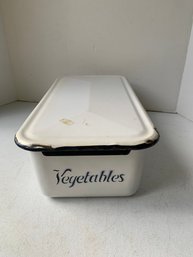 NICE ENAMEL REFRIGERATOR COVERED VEGETABLES CANISTER   8' X 15.75'