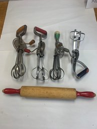 VINTAGE KITCHEN LOT EGG BEATERS WITH ORIGINAL PAINT