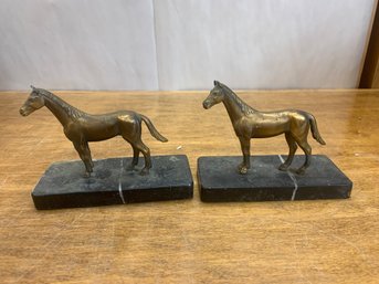 2 BRASS HORSES  SOLID