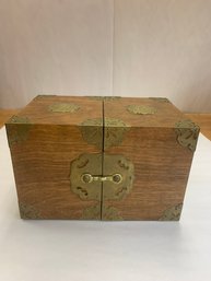 VINTAGE CHINESE WOOD JEWELRY BOX  9.5'W  X  6'D  X  6'H