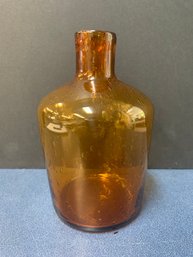 VINTAGE AMBER CARBOY STYLE VASE WITH SEED BUBBLES  7'H