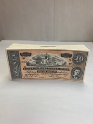 CONFEDERATE STATES AMERICA BANK W/PLUG.  7.5'W  X  2'D  X  3.5'H