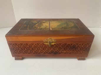 FOOTED CEDAR COVERED BOX, 11 X 6.5'