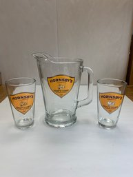 HORNSBY'S PUBDRAFTS PITCHER/2 GLASSES