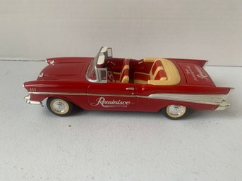 VINTAGE 1957 CHEVY BELAIR CONVERTABLE COIN BANK, DIE CAST, HAS KEY