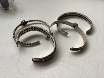 LOT OF 4 STERLING SILVER CUFF BRACELETS      75 GRAMS