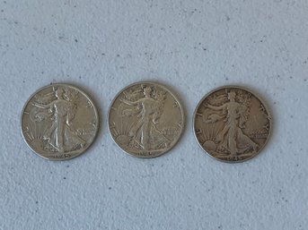 LOT OF 3 WALKING LIBERTY .50 CENT HALVES