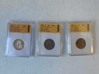 2001 P-D-S  NORTH AND SOUTH CAROLINA QUARTERS,  MS 70,  ( S IS SILVER)