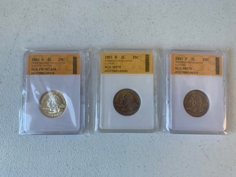 2003 P-D-S   ILLINOIS QUARTERS , MS 70,     (S IS SILVER)