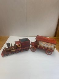 WOODEN TRAIN AND MEDICINE COACH