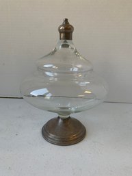 WEIGHTED STERLING SILVER CANDY DISH W/ COVER,  8'H