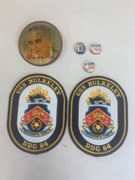 POLITICAL  MILITARY PATCH/PIN LOT LBJ FLICKER PIN