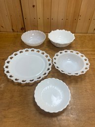 MILK GLASS SERVING DISHES