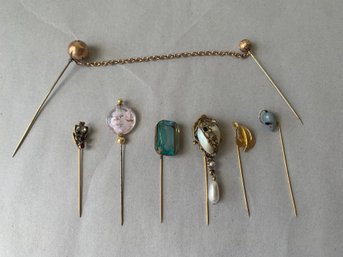 VINTAGE LOT OF 8 HAT PINS