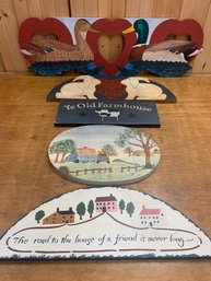 5 DECORATIVE SIGNS ON WOOD